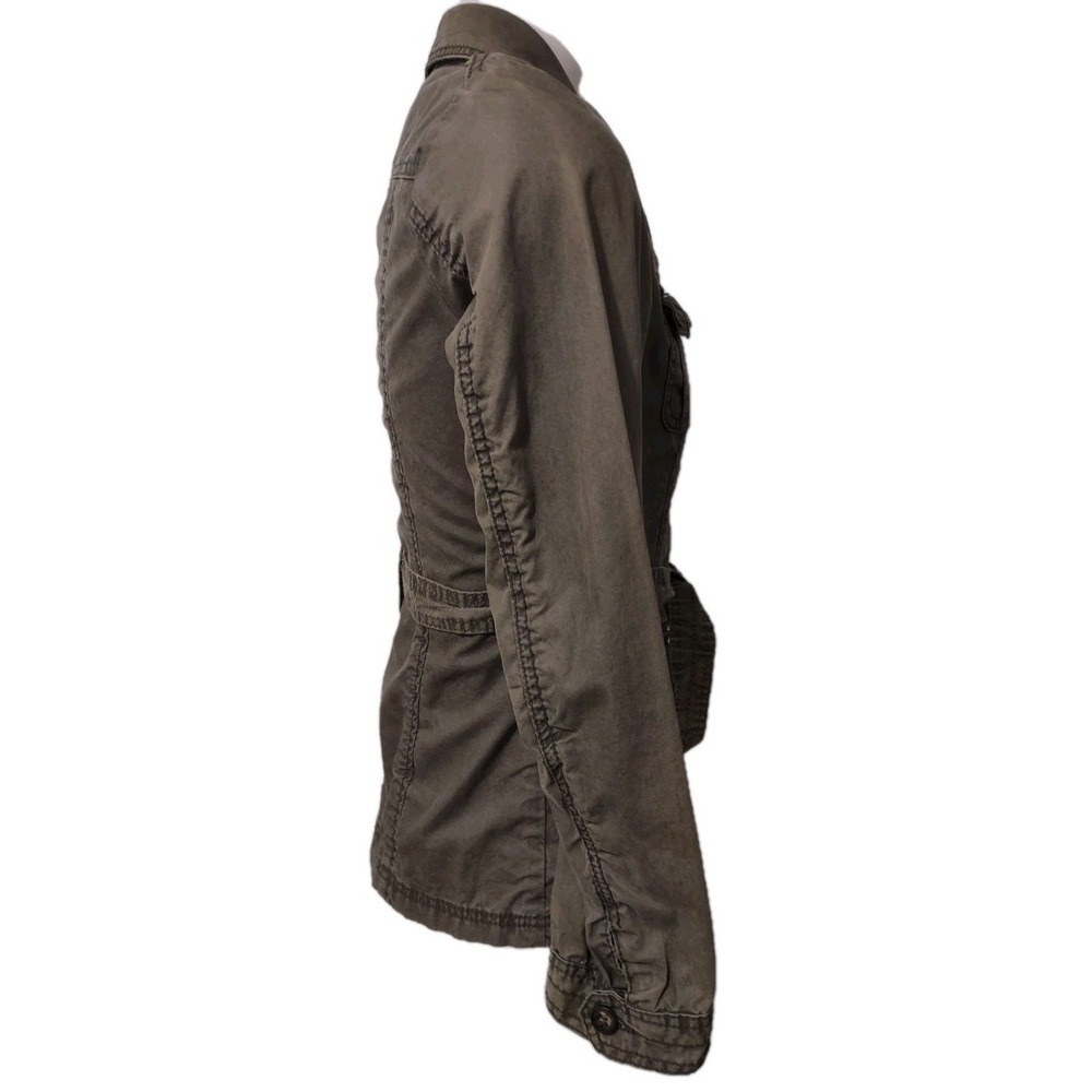H&M L.O.G.G.  Jacket Women's Size 8 Military Army Green Denim Button Up  Pockets - Picture 5 of 16